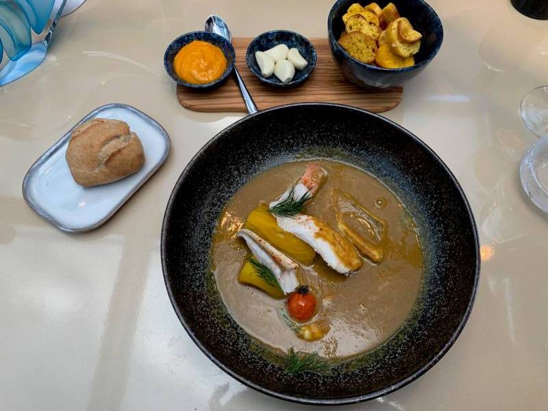 The bouillabaisse at “Maison de Bacon” in Antibes