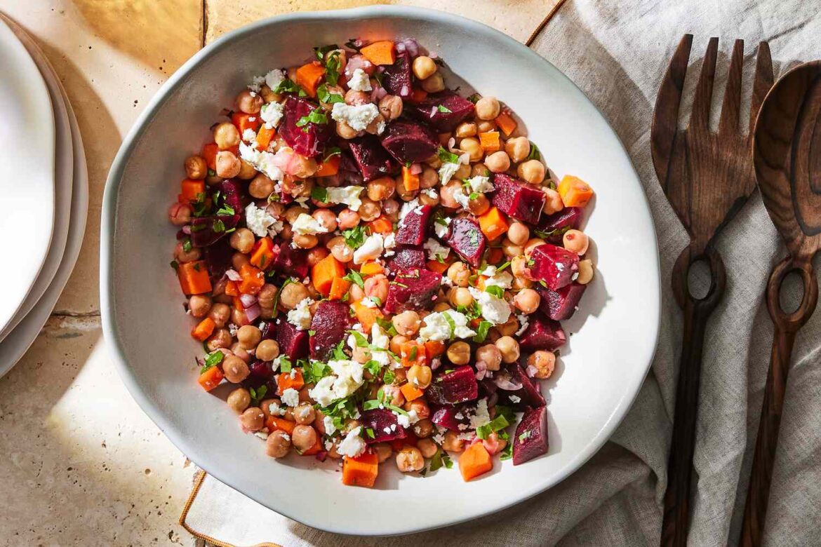 Chickpea, Beet & Feta Salad with Lemon-Garlic Vinaigrette Chickpea, Beet & Feta Salad with Lemon-Garlic Vinaigrette