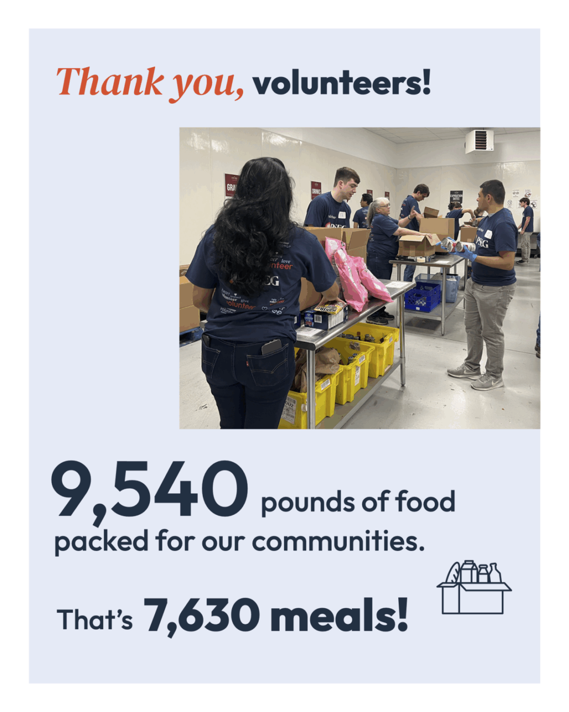 volunteers packing food