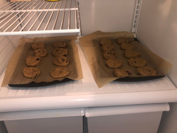 Chiling the dough in the refrigator.