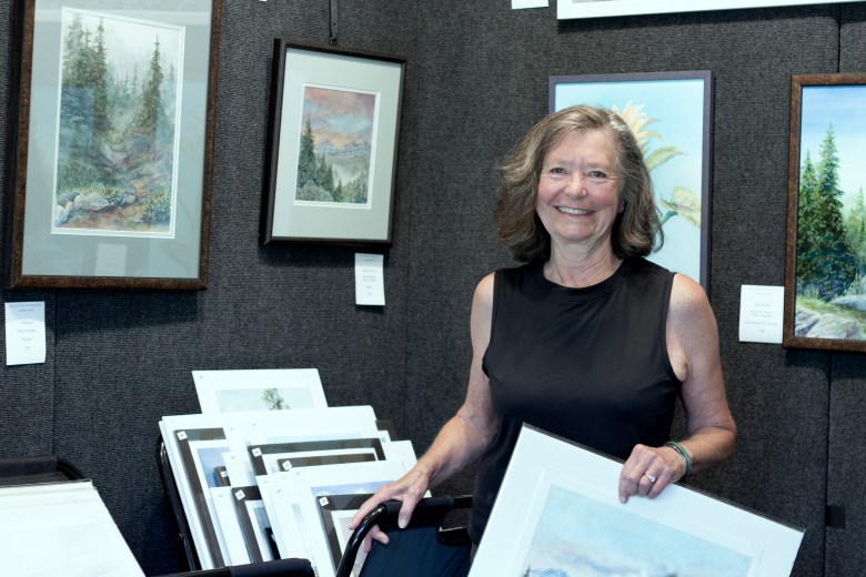 Jan Roberts-Dominguez in her art shed.
