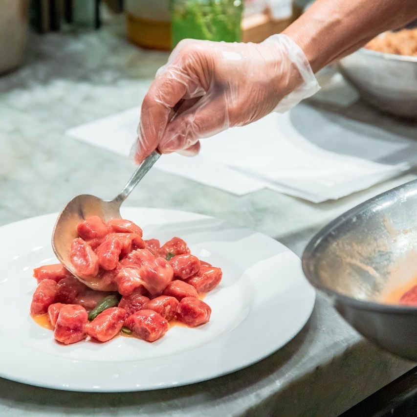 Mille Nonne Beet Gnocchi on plate