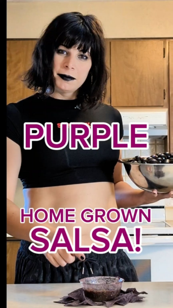 charred purple salsa from the garden
