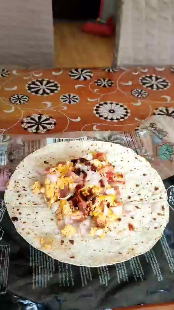 Tortilla filled with a rich Serbian-style mixture of flavors” Tortilla filled with a rich Serbian-style mixture of flavors"