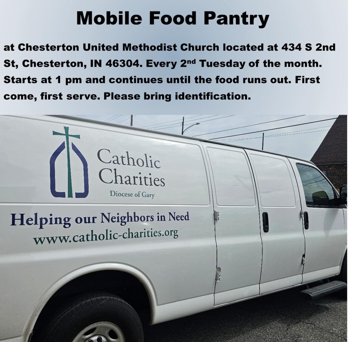 Mobile food pantry in Chesterton today