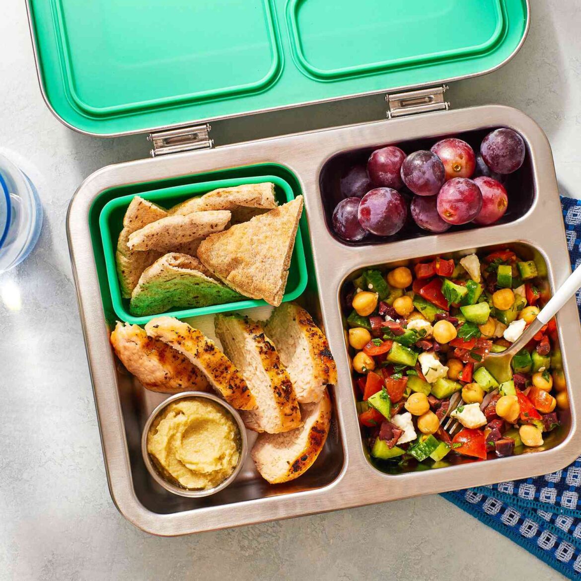 Cucumber Salad, Hummus & Pita Bento Box Lunch Cucumber Salad, Hummus & Pita Bento Box Lunch