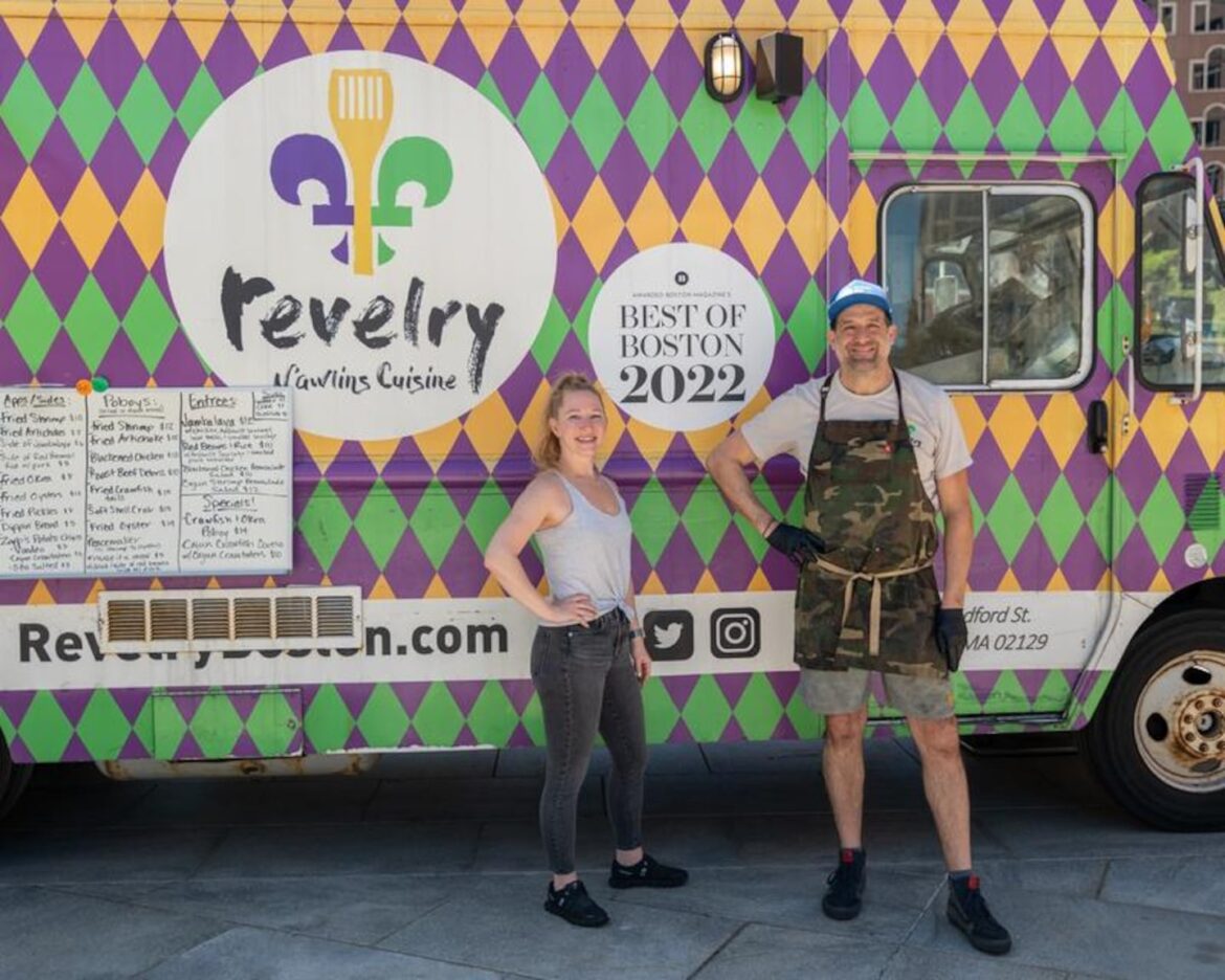Heather Dunn and Brian Ledet outside the Revelry N’awlins Cuisine food truck.