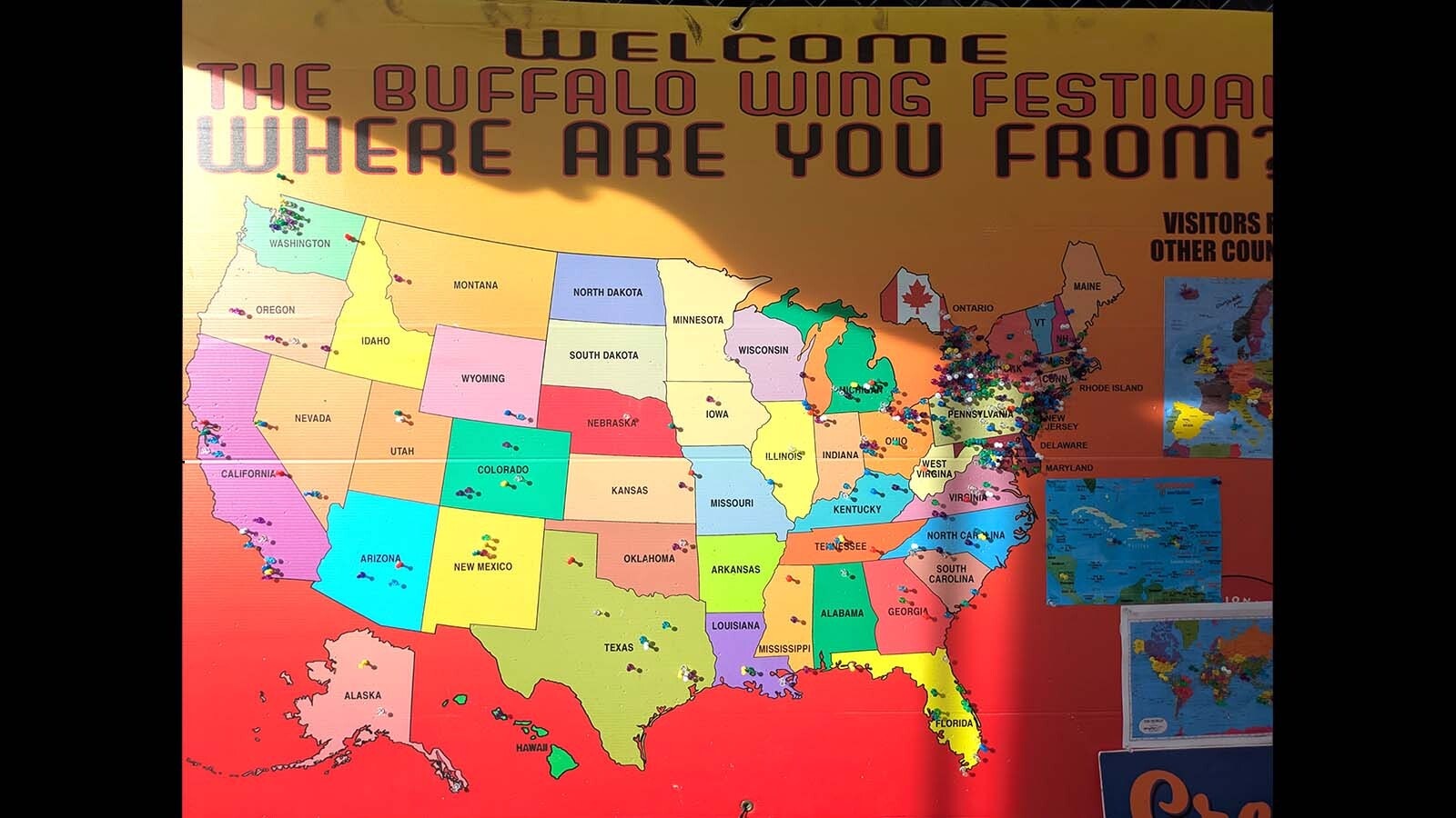 Only two states weren't represented on the map late in the first day of the festival.