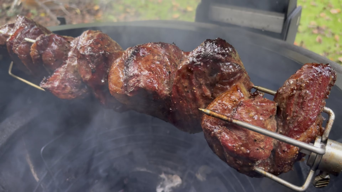 Breaking my joetesserie in for the first time with picanha. Mildly over cooked but got DANG – it was delicious. Breaking my joetesserie in for the first time with picanha. Mildly over cooked but got DANG - it was delicious.