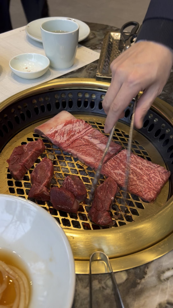 Grilling Hanwoo at Samwon Garden
