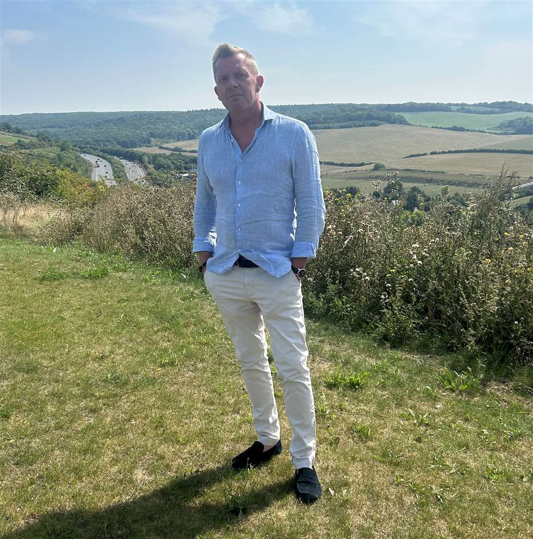 Kevin Ward on top of his vineyard at Fort Borstal