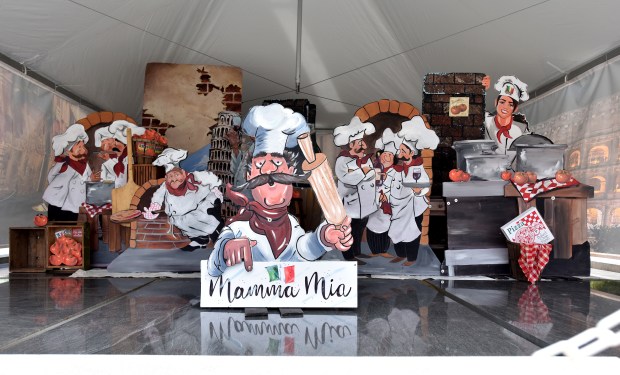 A display is set up to welcome visitors to La...