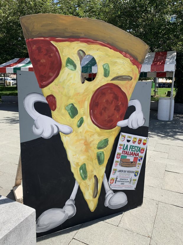 That’s amore: A pizza slice photo prop on Thursday, Aug....