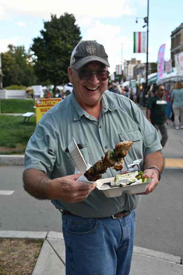 Ron Cook of Towanda enjoys a chicken cabob and traditional...