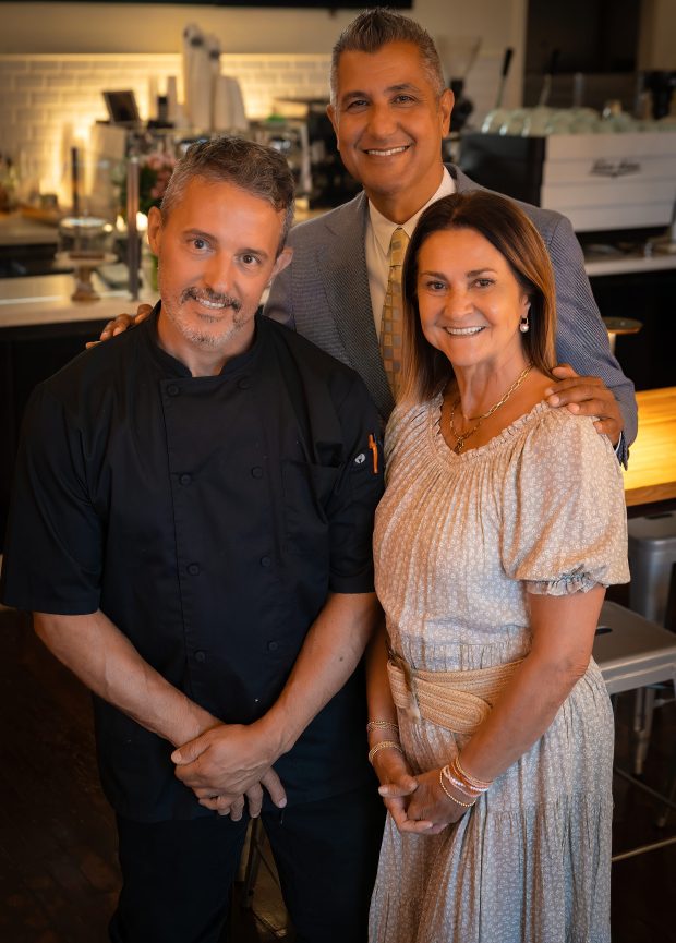 From left, Analog & Aroma Chef Rui Correia and co-owners José René Martinez and Marie Engel at J. René Coffee Roasters at 320 Park Road in West Hartford. The coffee house has opened on Thursday through Saturday from 5 p.m. to 8:30 p.m. with new food and drinks. (Courtesy of José René Martinez)