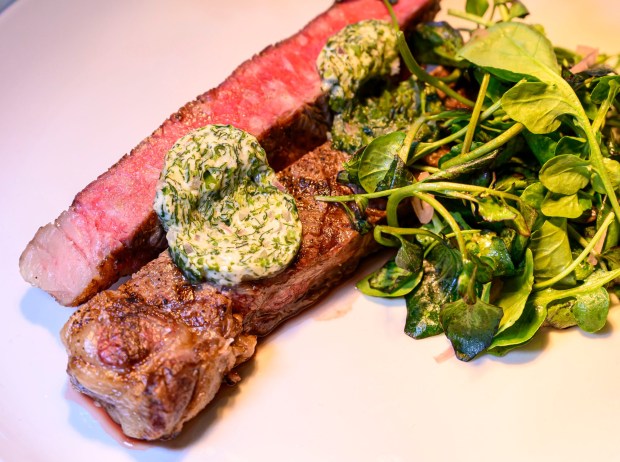 Churrasco Cab — NY strip, chimichurri butter, watercress salad —...