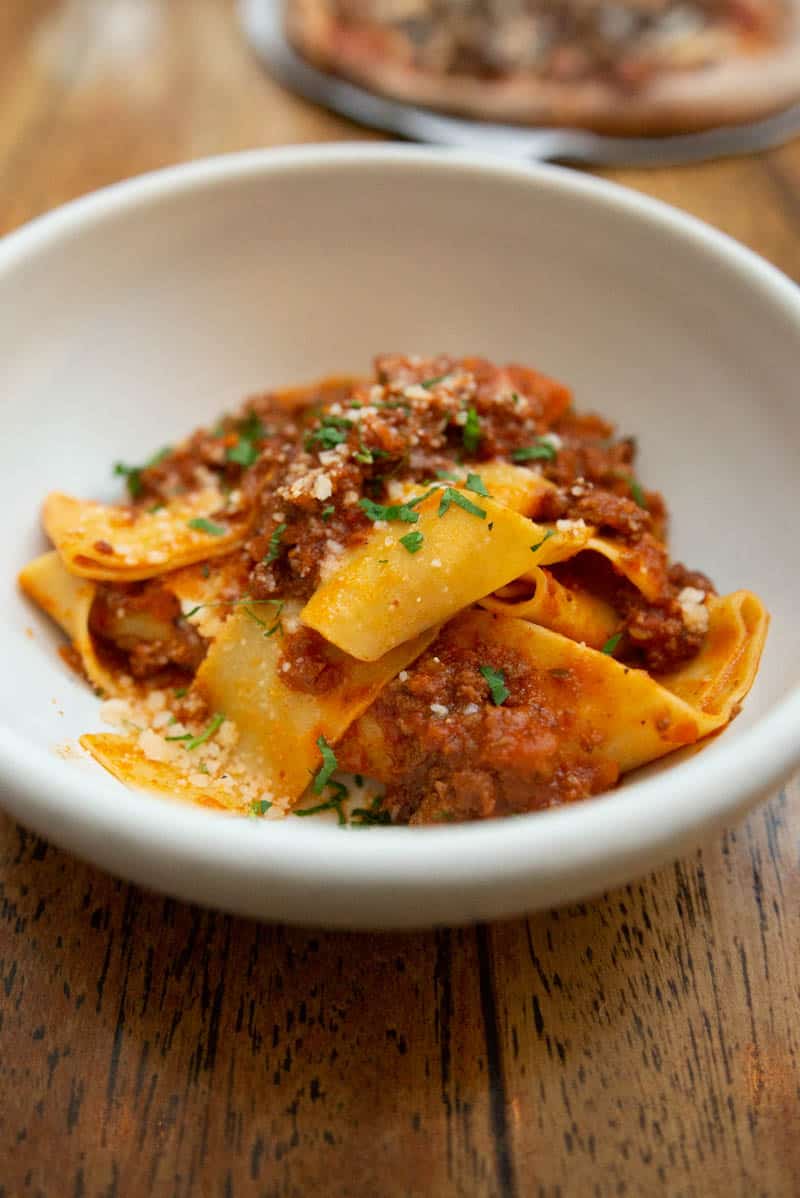 Parlor Pizzeria's classic bolognese pasta