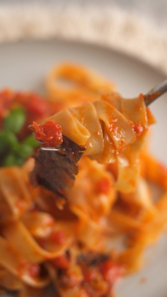 This eggplant pasta has few ingredients and tastes amazing
