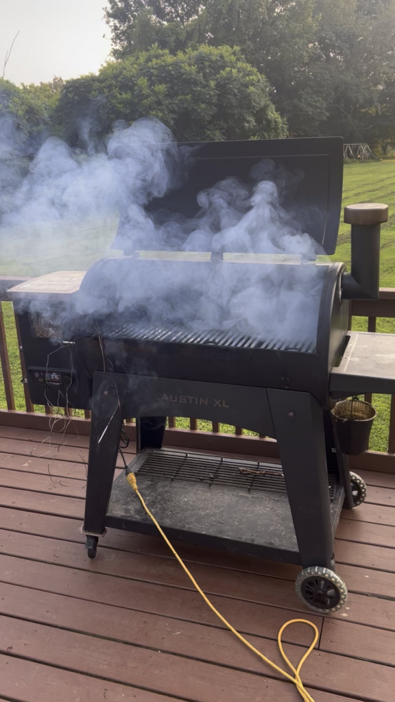 The start of an overnight pork butt smoke!