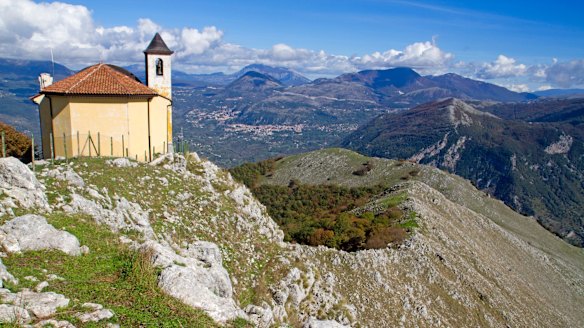 The Madonna del Socorso chapel on a hilltop near Maratea.