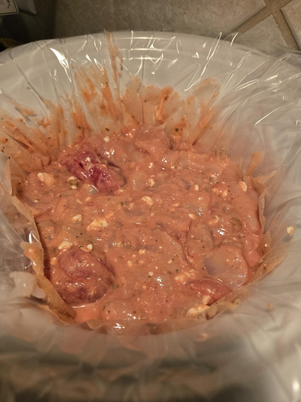 Slow cooker pasta sauce before cooking