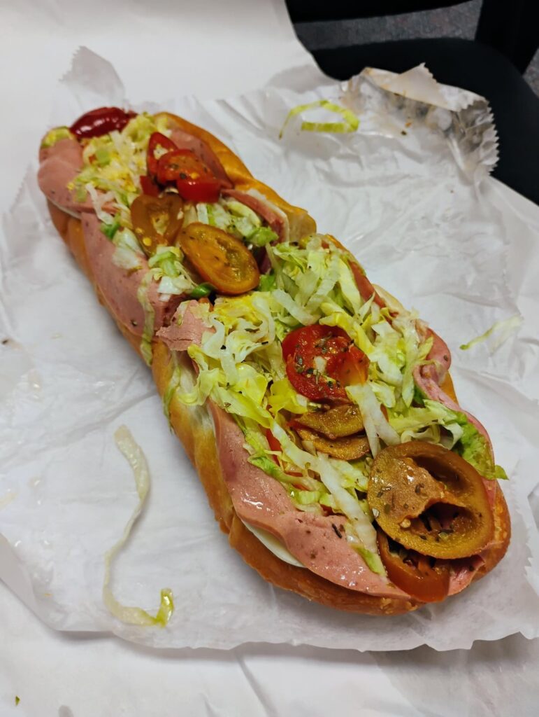 Italian Hoagie w/ hot peppers, olive oil & extra red wine vinegar. Italian Hoagie w/ hot peppers, olive oil & extra red wine vinegar.