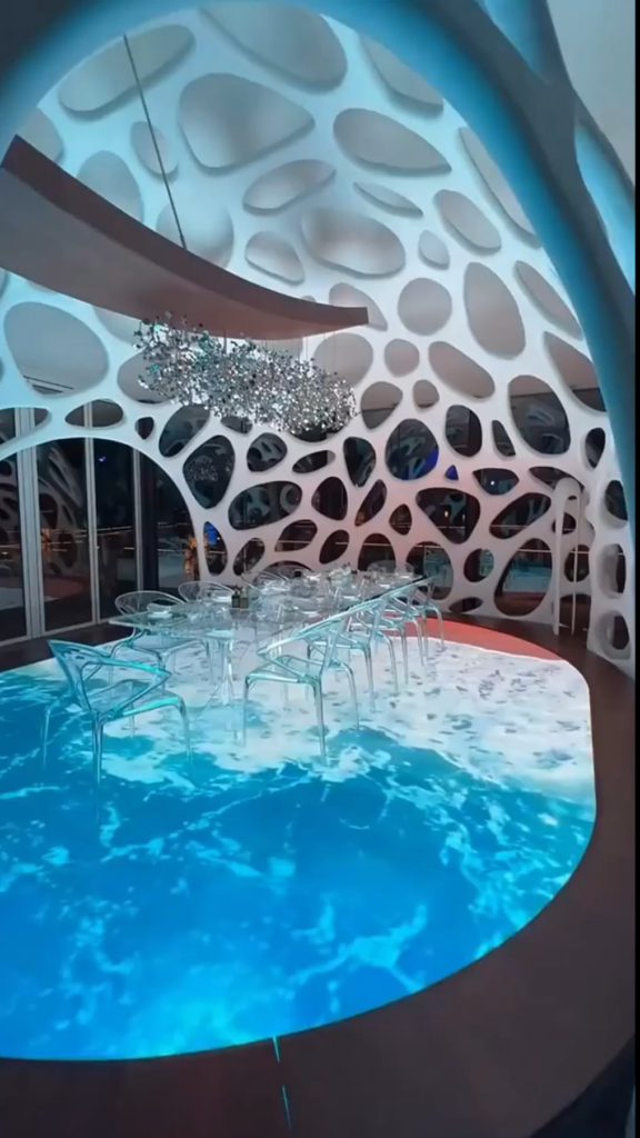 Romantic coffee shop deco by video mapping