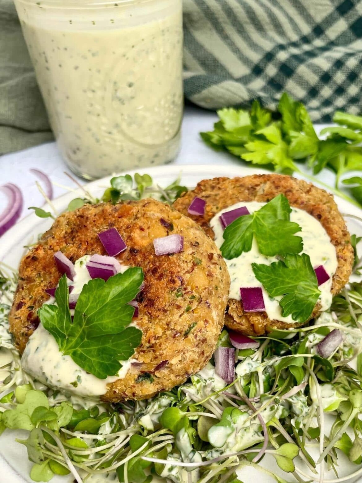 Chickpea Patties with Lemon-Herb Tahini