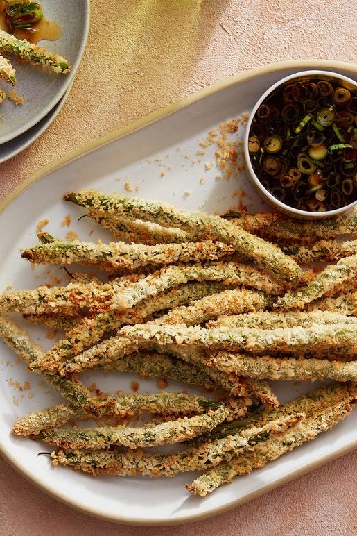 air fryer tempura inspired green beans