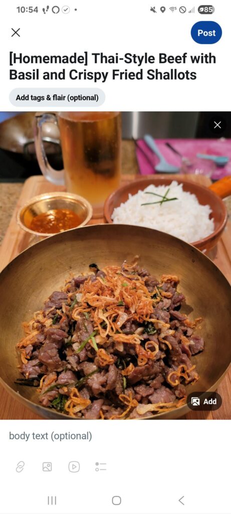 I made Kenji's Thai-Style Beef with Basil, Fish Sauce, and Crispy Fried Shallots