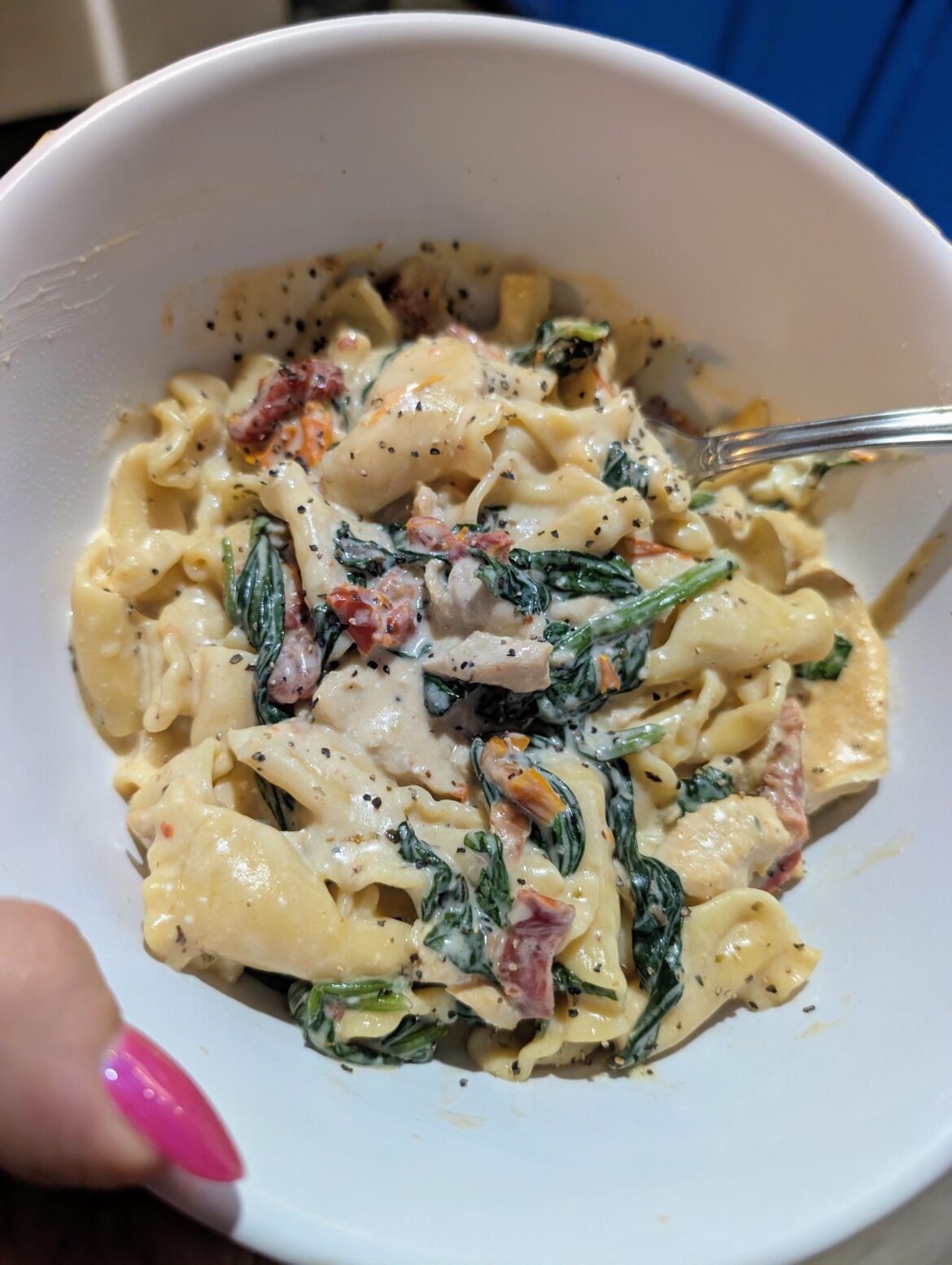 It's too hot to have the stove on, so I've been loving my InstaPot for one-pot dishes. Tonight it's Creamy Tuscan Chicken Pasta.