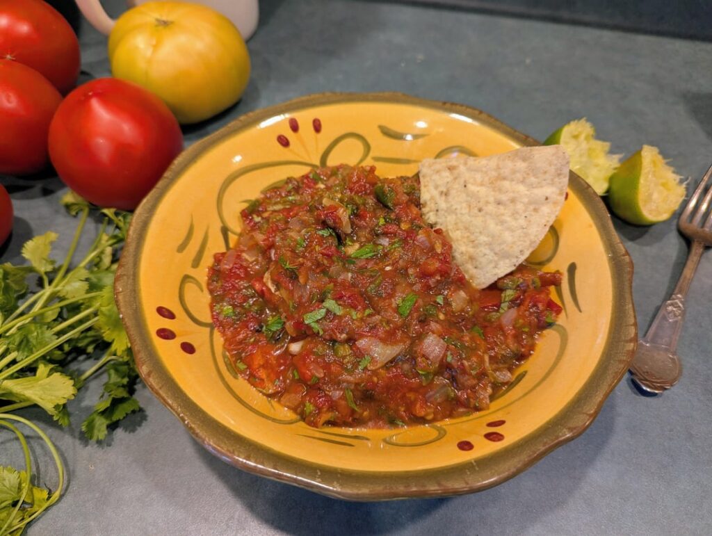 Got a $10 crate of tomatoes at my local produce stand; had to whip up some fresh salsa