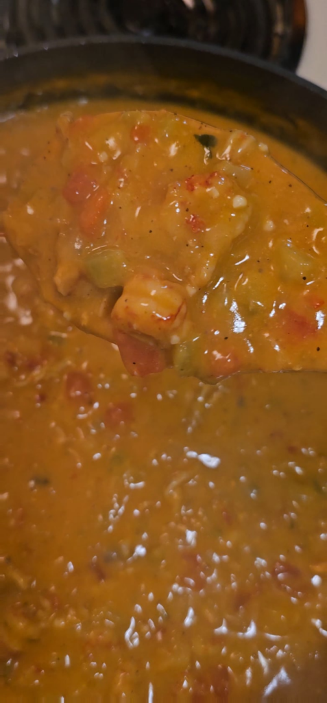 I posted with rice but this actually looks better to show the consistency my favorite food of all time crawfish etoufee I miss home everyday cuz Colorado food doesn't cut it lol...