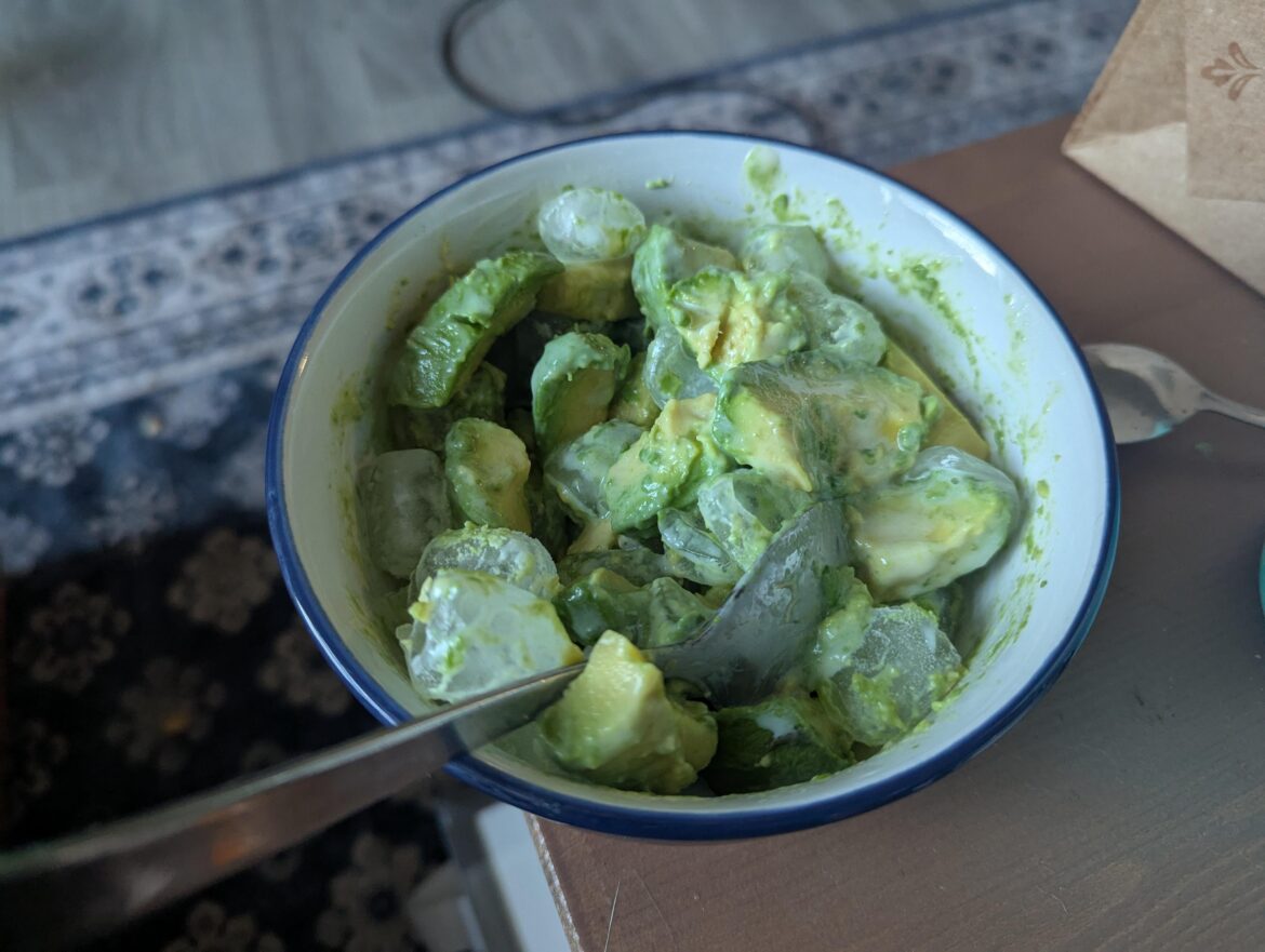 My partners Avacado ice and sweetened condensed milk salad