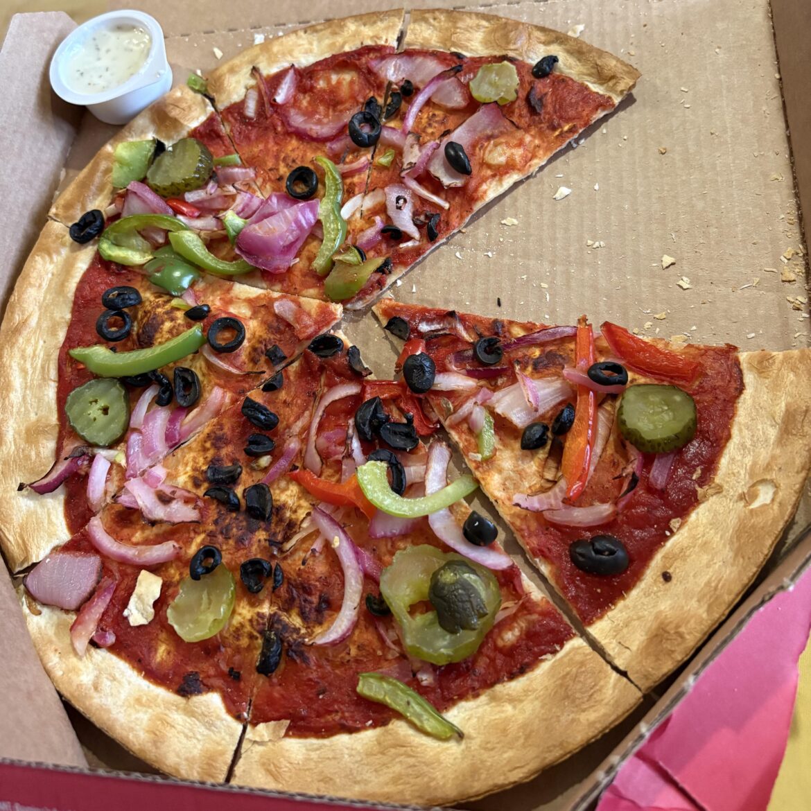 Domino’s no cheese extra thin pizza