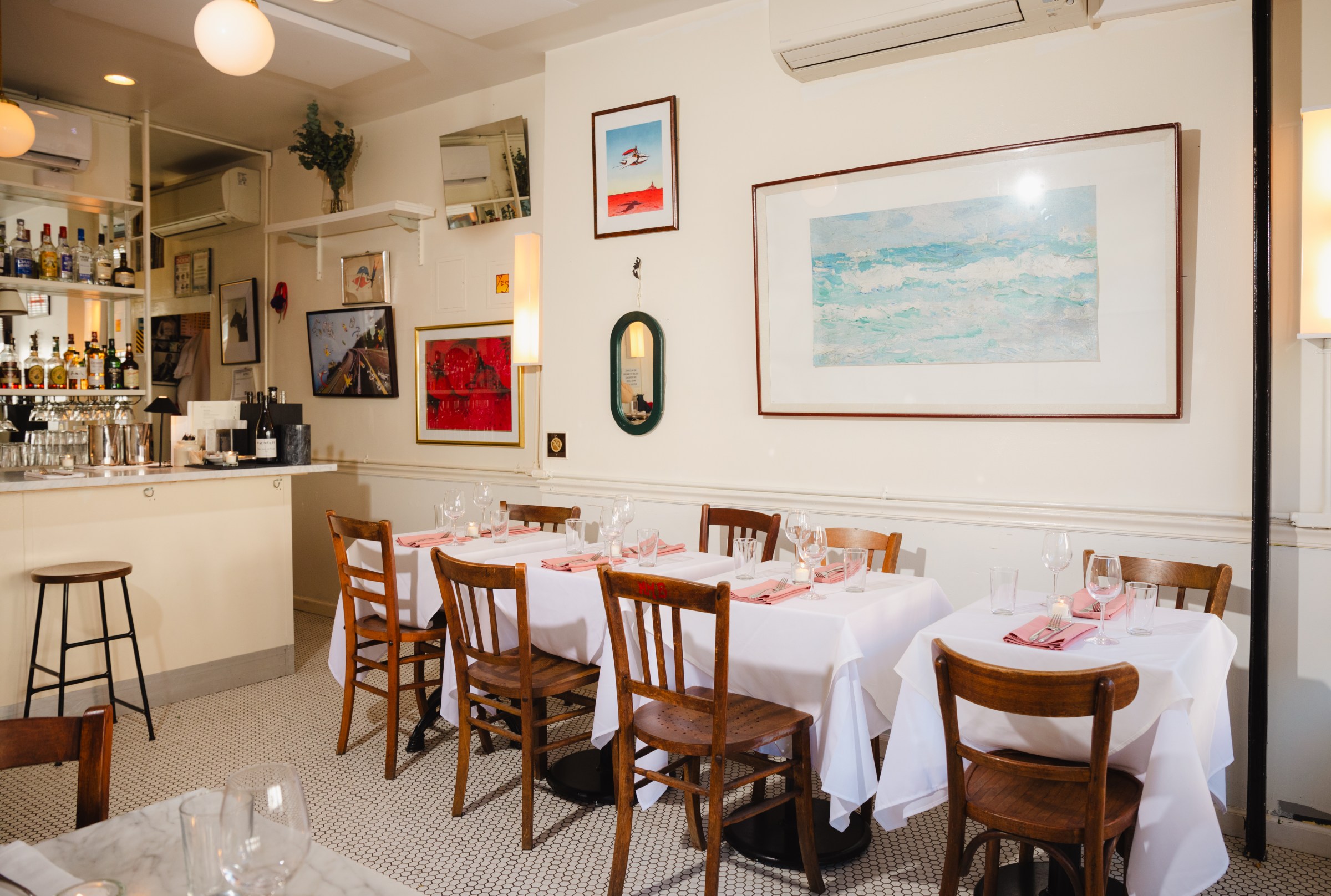 A restaurant dining room.