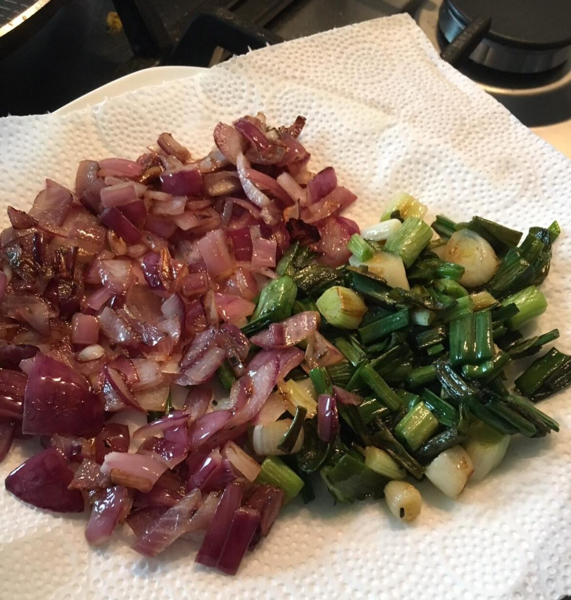 Caramalised onions or springs onions?