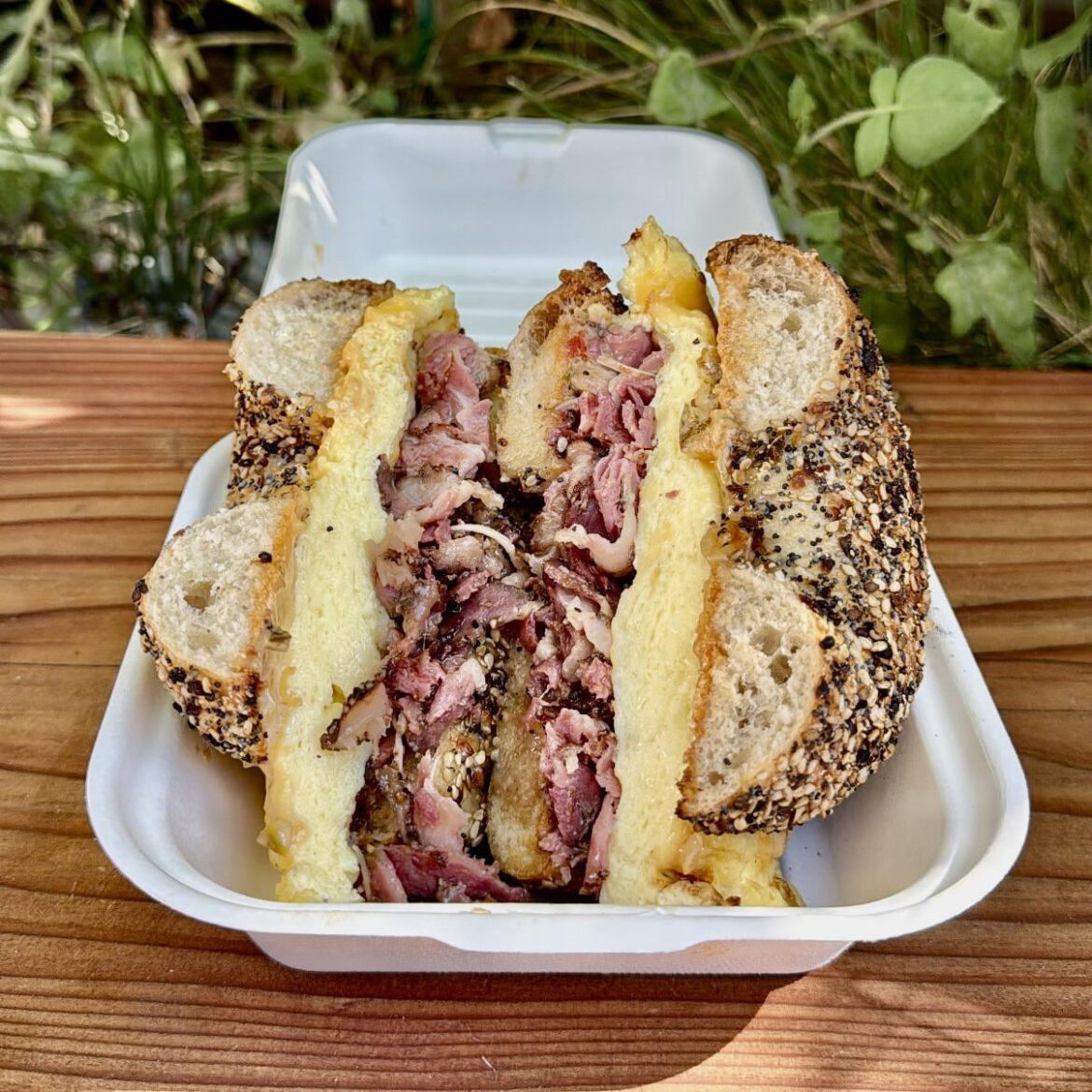 Pastrami breakfast sandwich from Ggiata