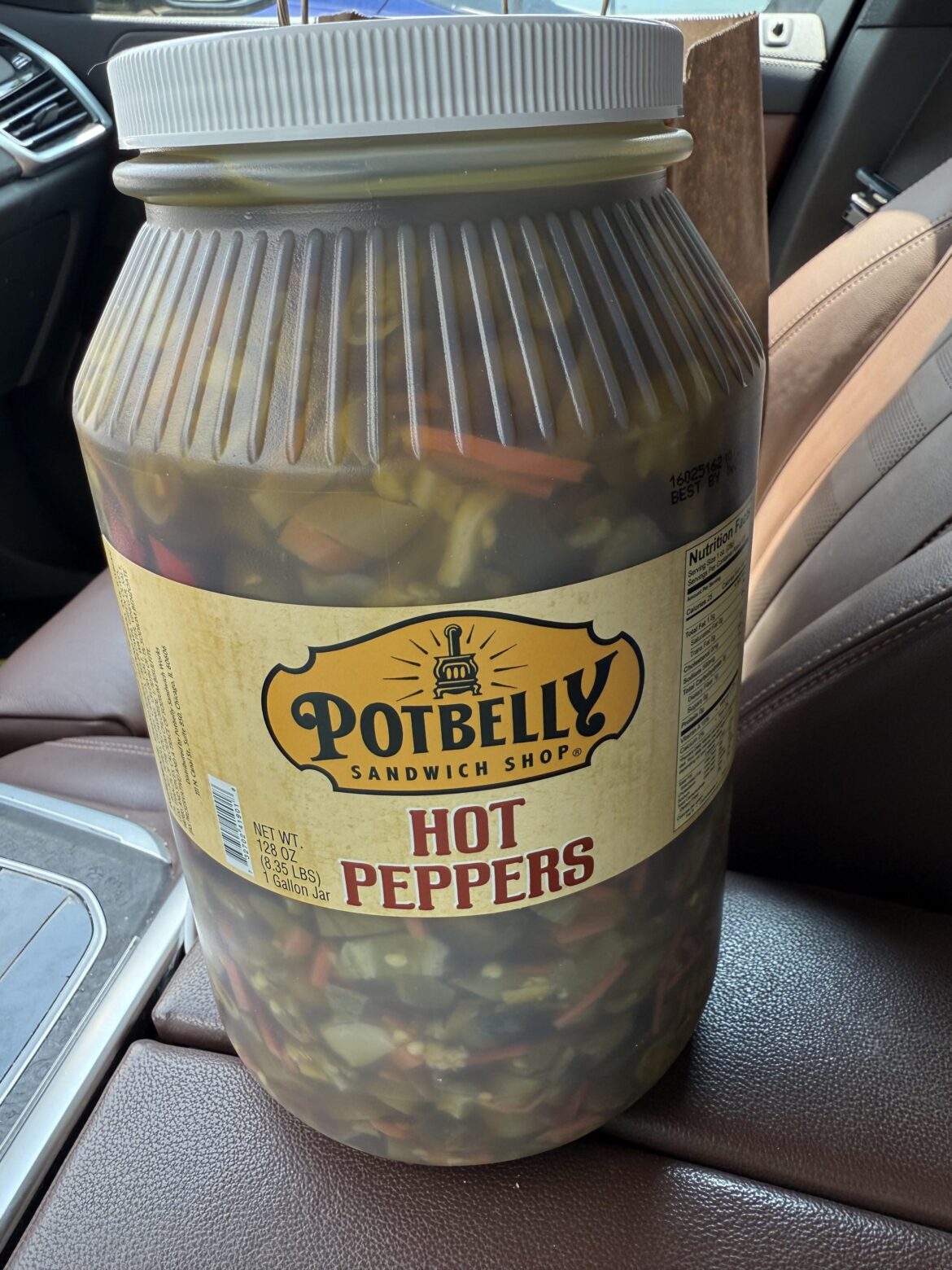 I was able to buy a gallon of Pot Belly's hot peppers. Basically liquid gold.