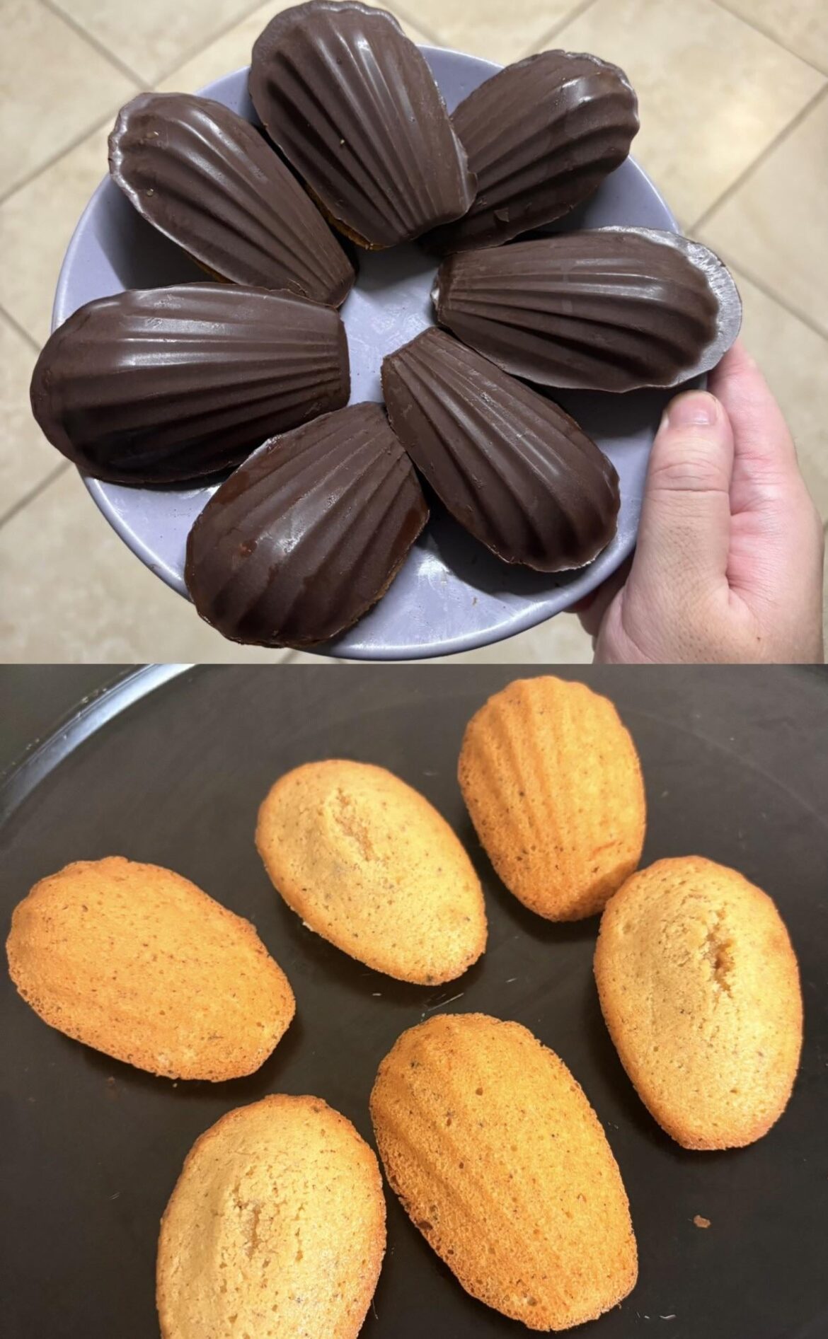 [Homemade] Chocolate dipped madeleines