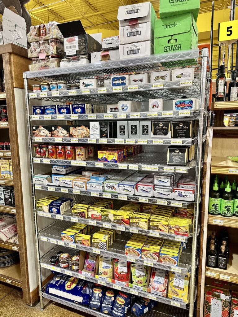 Some of the tinned fish selection at my local market Some of the tinned fish selection at my local market