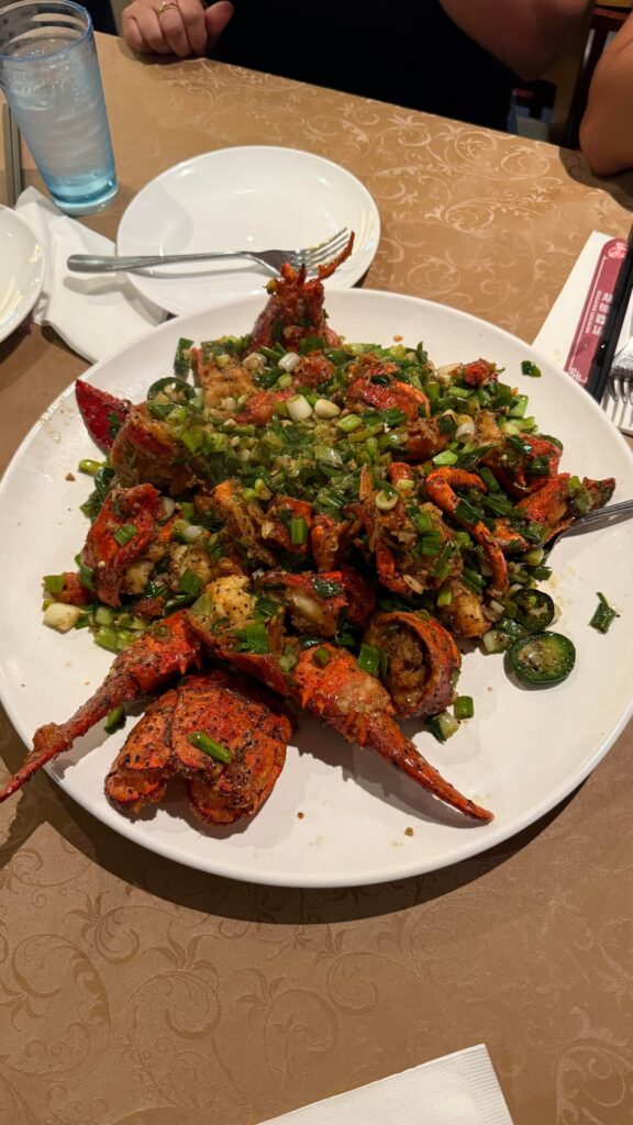Absurdly delicious seafood at Newport Seafood in San Gabriel CA. House special lobster, and crab fried rice.