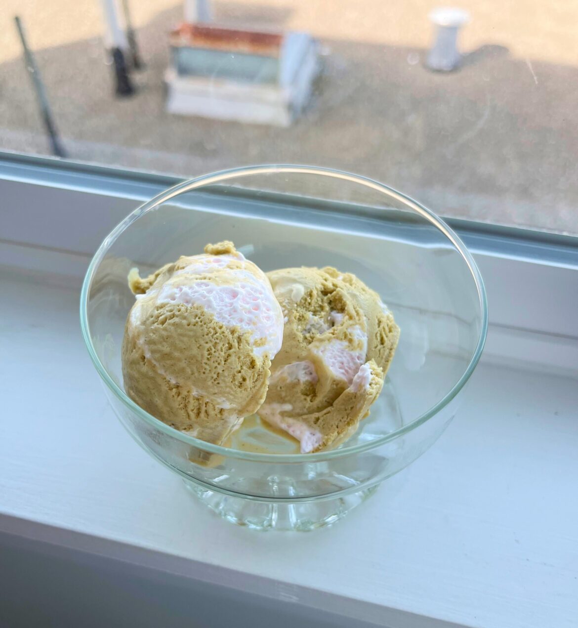 My homemade Pistachio Cardamon & Rosewater Swirl Ice Cream