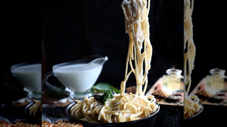 finishing fettuccine Alfredo