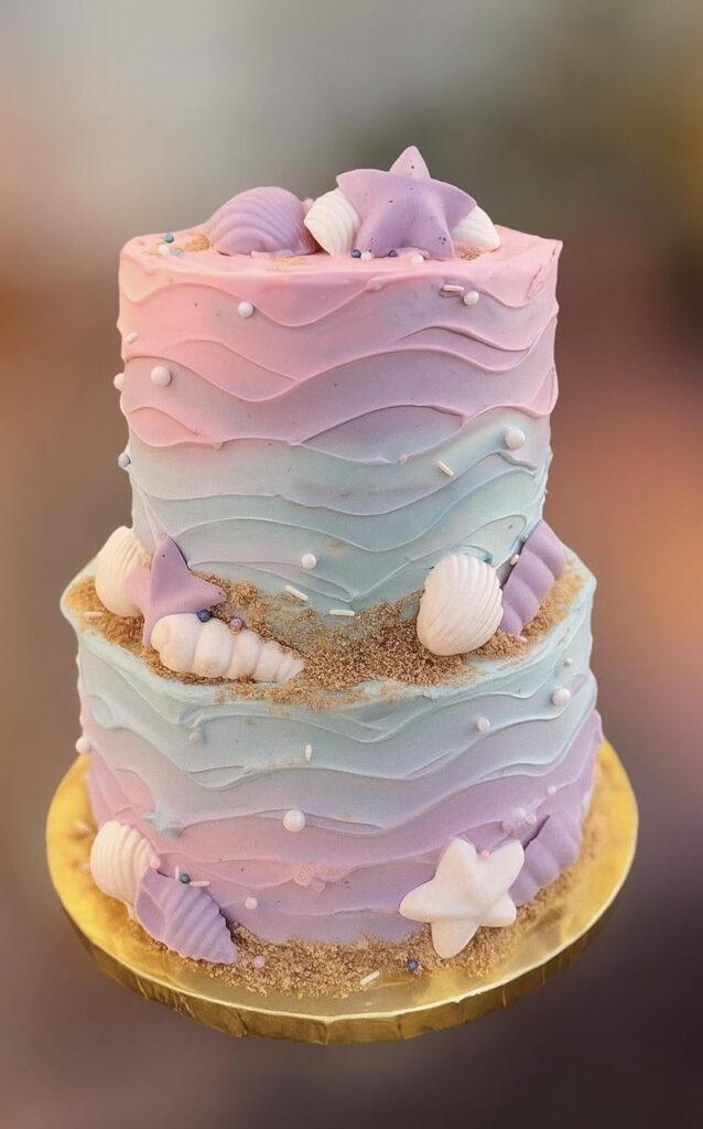 Beachy pastel cake.