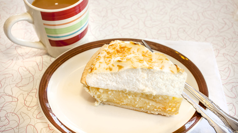 slice of coconut cream pie