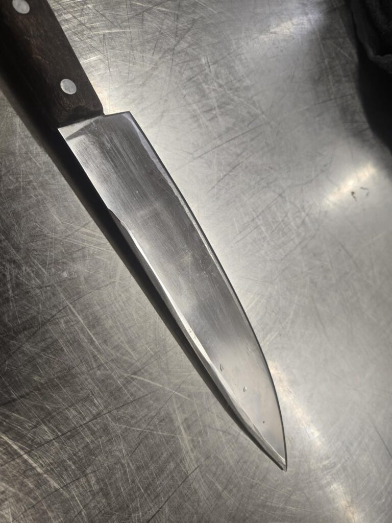Mysterious knife sharpener guy in a van strikes again. I have no idea why the Sous Chef keeps calling back this hack. Enjoy a double bladed knife.