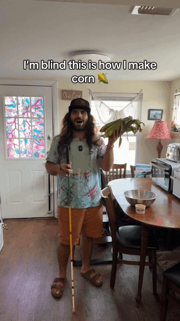 How a blind person smokes corn