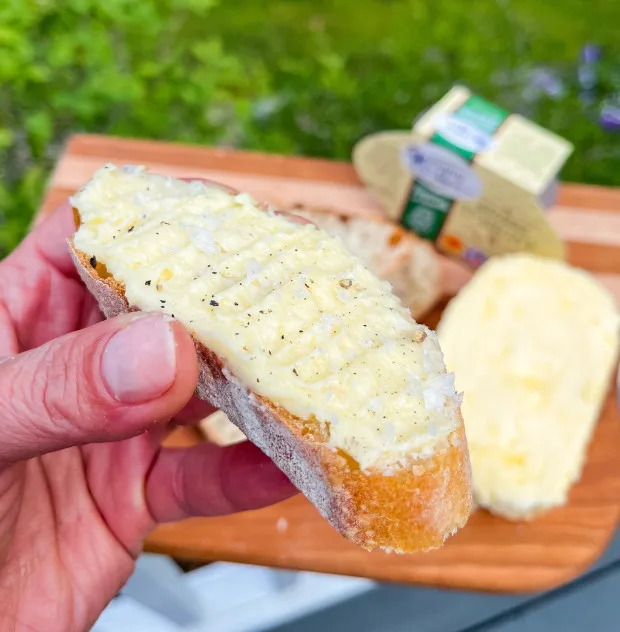 Butter spread on a French baguette<p><a href="https://www.amazon.com/dp/B06XHS6LZG?tag=parade03-20&linkCode=osi&th=1&psc=1" rel="nofollow noopener" target="_blank" data-ylk="slk:Courtesy of Jessica Wrubel;elm:context_link;itc:0;sec:content-canvas" class="link ">Courtesy of Jessica Wrubel</a></p>