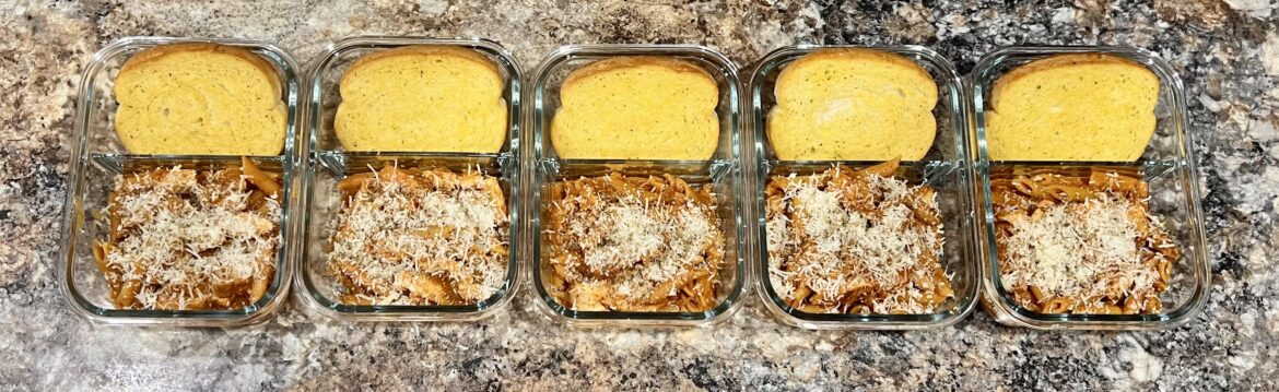 Cajun chicken pasta and garlic bread!